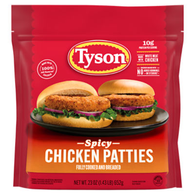 Tyson Fully Cooked Spicy Chicken Patties, 23 oz. (Frozen)