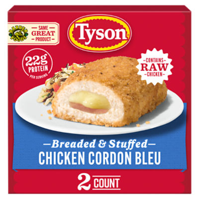Tyson Frozen Stuffed Chicken Breasts Cordon Bleu, 2 Count