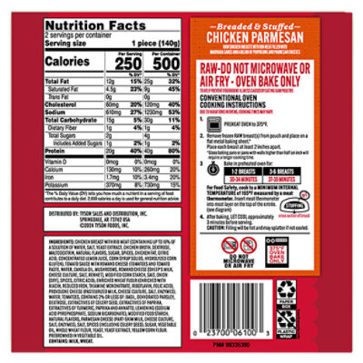 Tyson Frozen Stuffed Chicken Breasts Chicken Parmesan, 2 count
