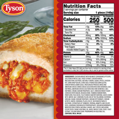 Tyson Frozen Stuffed Chicken Breasts Chicken Parmesan, 2 count