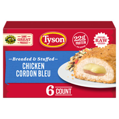 Tyson Frozen Stuffed Chicken Chicken Breasts Cordon Bleu, 6 count