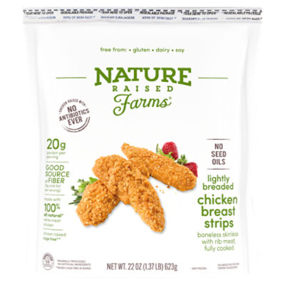 Nature Raised Farms® Breaded Chicken Breast Strips Fully Cooked, 22 oz