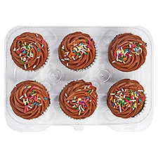 6 Pack Chocolate Cupcakes W/ Chocolate Icing, 10 Ounce