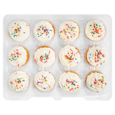 12 Pack Yellow Cupcakes W/ Vanilla Icing, 20 Ounce