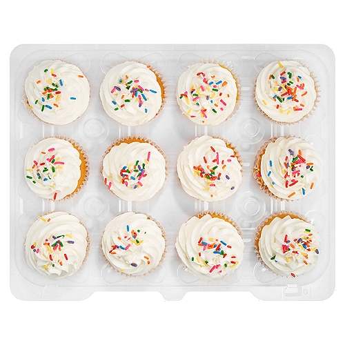12 Pack Yellow Cupcakes W/ Vanilla Icing