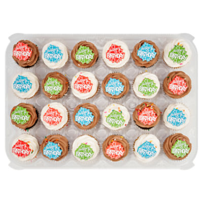 24 Pack Yellow and Chocolate Cupcakes with Picks