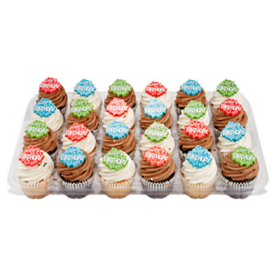 24 Pack Yellow and Chocolate Cupcakes with Picks