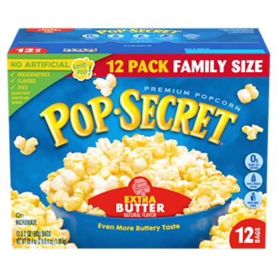 Pop Secret Microwave Popcorn, Extra Butter Flavor, 3.2 Oz Sharing Bags, 12 Ct