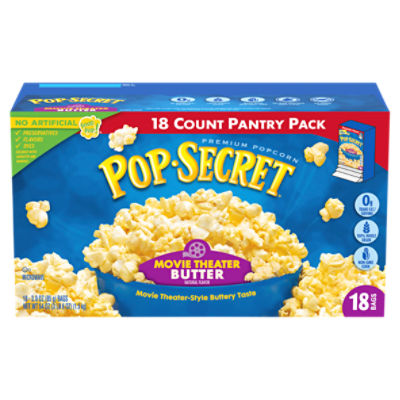 Pop Secret Microwave Popcorn, Movie Theater Butter Flavor, 3 Oz Sharing Bags, 18 Ct