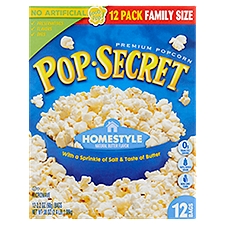 Pop Secret Microwave Popcorn, Homestyle Butter Flavor, 3.2 Oz Sharing Bags, 12 Ct