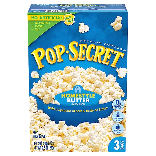 Pop Secret Homestyle Butter Premium Popcorn, 3.2 oz, 3 count