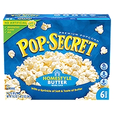Pop Secret Microwave Popcorn, Homestyle Butter Flavor, 3.2 Oz Sharing Bags, 6 Ct