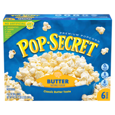Pop Secret Microwave Popcorn, Butter Flavor, 3.2 Oz Sharing Bags, 6 Ct