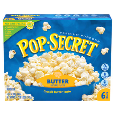 Pop Secret Butter Microwave Premium Popcorn, 3.2 oz, 6 count