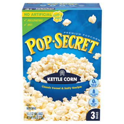 Pop Secret Popcorn, Kettle Corn Microwave Popcorn, 3.2 Oz Sharing Bags, 3 Ct