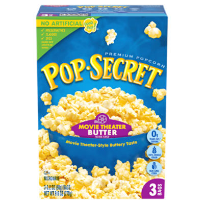 Pop Secret Popcorn, Movie Theater Butter, Microwave Popcorn Bags, 3 Count Box