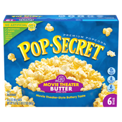 Pop Secret Microwave Popcorn, Movie Theater Butter Flavor, 3.2 Oz Sharing Bags, 6 Ct