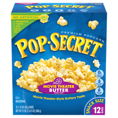 POP SECRET Movie Theater Butter Premium Popcorn Snack Size, 1.75 oz, 18 count