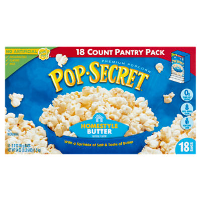 Pop Secret Homestyle Butter Microwave Premium Popcorn Pantry Pack, 3.0 oz, 18 count