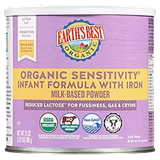 Earth's Best Organic Sensitivity Iron Milk-Based Powder 12 Months, Infant Formula, 23.2 Ounce