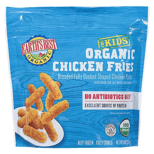 Earth's Best Organic Chicken Fries for Kids, 10 oz
Breaded Fully Cooked Shaped Chicken Patties