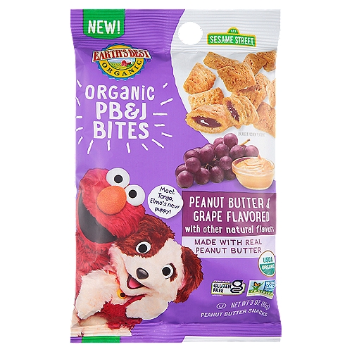 Earth's Best Organic PB&J Bites Peanut Butter Snacks, 3 oz
Earth's Best Organic® PB&J Bites are a childhood staple packed into a wholesome and crunchy craveable bite. Our bites are made with organic ingredients grown from the earth - no artificial flavors or potentially harmful pesticides.