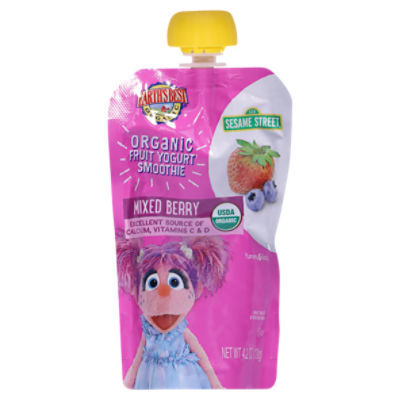 Earth's Best Organic 123 Sesame Street Fruit Yogurt Smoothie Baby Food, for ages 2 and up, 4.2 oz