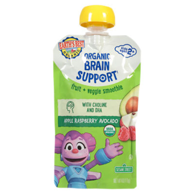 Earth's Best Organic 123 Sesame Street Apple Raspberry Avocado Baby Food, Kids ages 2+, 4 oz