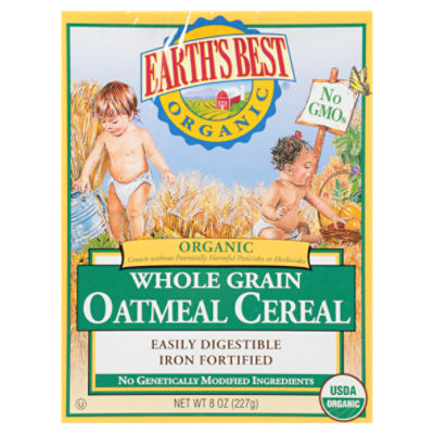 Earth's Best Organic Organic Whole Grain Oatmeal Cereal Baby Food, 8 oz