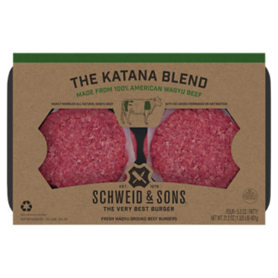 Schweid & Sons The Katana Blend Fresh Wagyu Ground Beef Burger Patty, 5.3 oz, 4 count