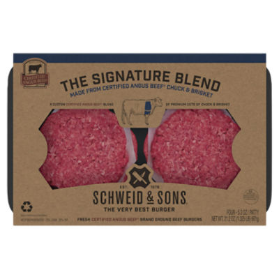 Schweid & Sons The Signature Blend Ground Beef Burgers Patty, 5.3 oz, 4 count