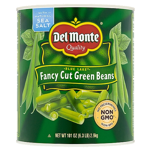 Del Monte Blue Lake Fancy Cut Green Beans, 101 oz
