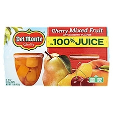 Del Monte Cherry Mixed Fruit with Cherry Flavor in 100% Juice, 4 oz, 4 count