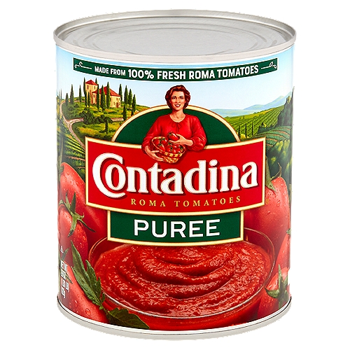 Contadina Puree Roma Tomatoes, 29 oz
Non GMO**
**Ingredients of the types used in this product are not genetically modified

Non BPA***
***Packaging produced without the intentional addition of BPA