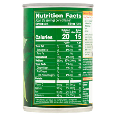 green beans nutrition label