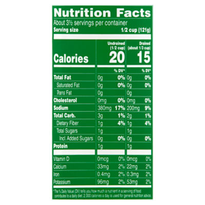 green beans nutrition label