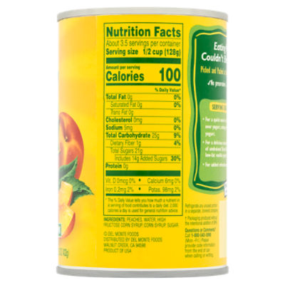 del monte canned fruit nutrition facts