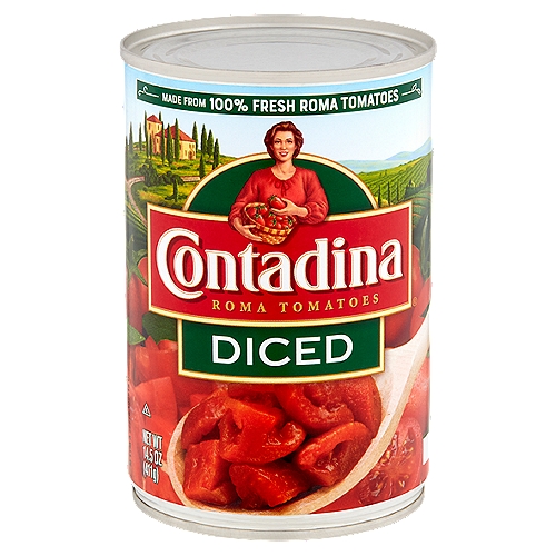 Contadina Diced Roma Tomatoes, 14.4 oz
Non GMO**
**Ingredients of the types used in this product are not genetically modified

Non BPA***
***Packaging produced without the intentional addition of BPA