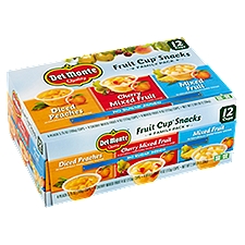 Del Monte Diced Peaches, Cherry and Mixed Fruit Cup Snacks Family Pack, 12 count, 2.94 lb
