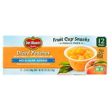 Del Monte Fruit Cup Snacks Diced Peaches Family Pack, 3.75 oz, 12 count