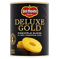Del Monte Deluxe Gold 100% Pineapple Juice, Pineapple Slices, 20 Ounce