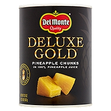 Del Monte Deluxe Gold 100% Pineapple Juice, Pineapple Chunks, 20 Ounce