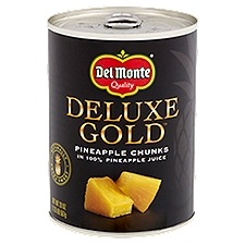 Del Monte Deluxe Gold 100% Pineapple Juice, Pineapple Chunks, 20 Ounce