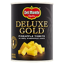 Del Monte Deluxe Gold 100% Pineapple Juice, Pineapple Tidbits, 20 Ounce