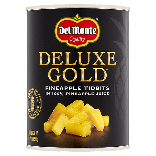 Del Monte Deluxe Gold Pineapple Tidbits in 100% Pineapple Juice, 20 oz
