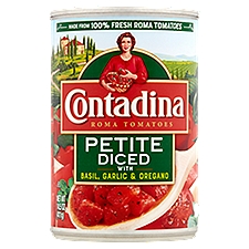 Contadina Petite Diced with Basil, Garlic & Oregano, Roma Tomatoes, 14.5 Ounce