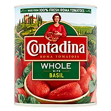 Contadina Whole with Basil, Roma Tomatoes, 28 Ounce