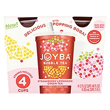 Joyba Strawberry Lemonade Green Bubble Tea, 12 fl oz, 4 count, 48 Fluid ounce