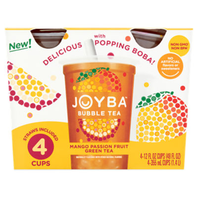 Joyba Mango Passion Fruit Green Bubble Tea, 12 fl oz, 4 count