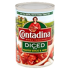 Contadina Diced with Roasted Garlic & Herb, Roma Tomatoes, 14.5 Ounce